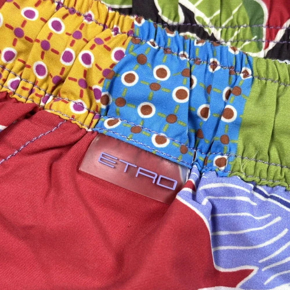 ETRO Men's M Floral Swim Trunks Multicolor Mesh Lined Drawstring Italy